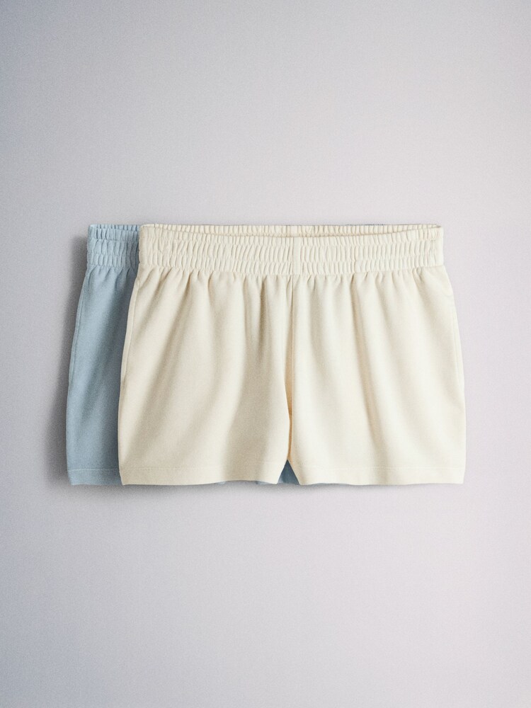 The Set 2 Pack Loopback Shorts Light Blue/Cream - Image 1 of 5