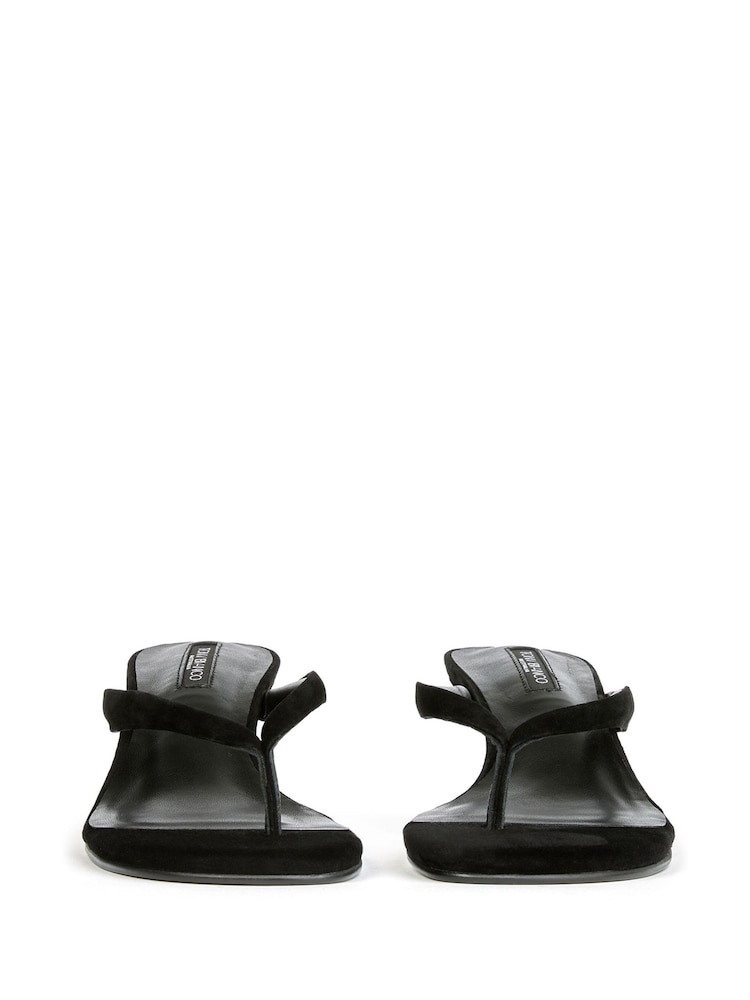 Tony Bianco Black Edgy Suede Toe Thong Wedge Heels - Image 2 of 4