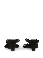 Tony Bianco Black Edgy Suede Toe Thong Wedge Heels - Image 3 of 4