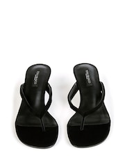 Tony Bianco Black Edgy Suede Toe Thong Wedge Heels - Image 4 of 4