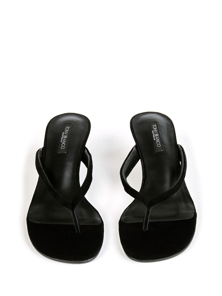 Tony Bianco Black Edgy Suede Toe Thong Wedge Heels - Image 4 of 4
