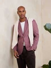 Pink Slim Fit N. Premium Linen Blend Blazer with Stretch and Tencel Lyocell - Image 4 of 6