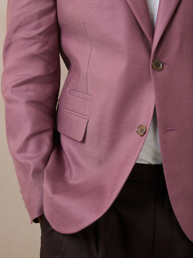 Pink Slim Fit N. Premium Linen Blend Blazer with Stretch and Tencel Lyocell - Image 6 of 6