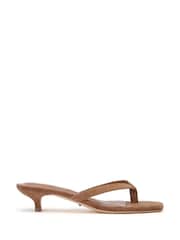 Tony Bianco Natural Annie Taupe Suede Toe Thong Heels - Image 1 of 4