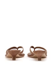 Tony Bianco Natural Annie Taupe Suede Toe Thong Heels - Image 3 of 4