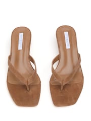 Tony Bianco Natural Annie Taupe Suede Toe Thong Heels - Image 4 of 4