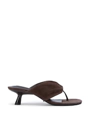Tony Bianco Brown Kailey Espresso Suede Toe Thong Kitten Heel Sandals - Image 1 of 9