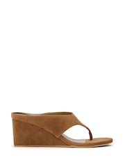 Tony Bianco Natural Swift Suede Toe Thong Wedge Heels - Image 1 of 4