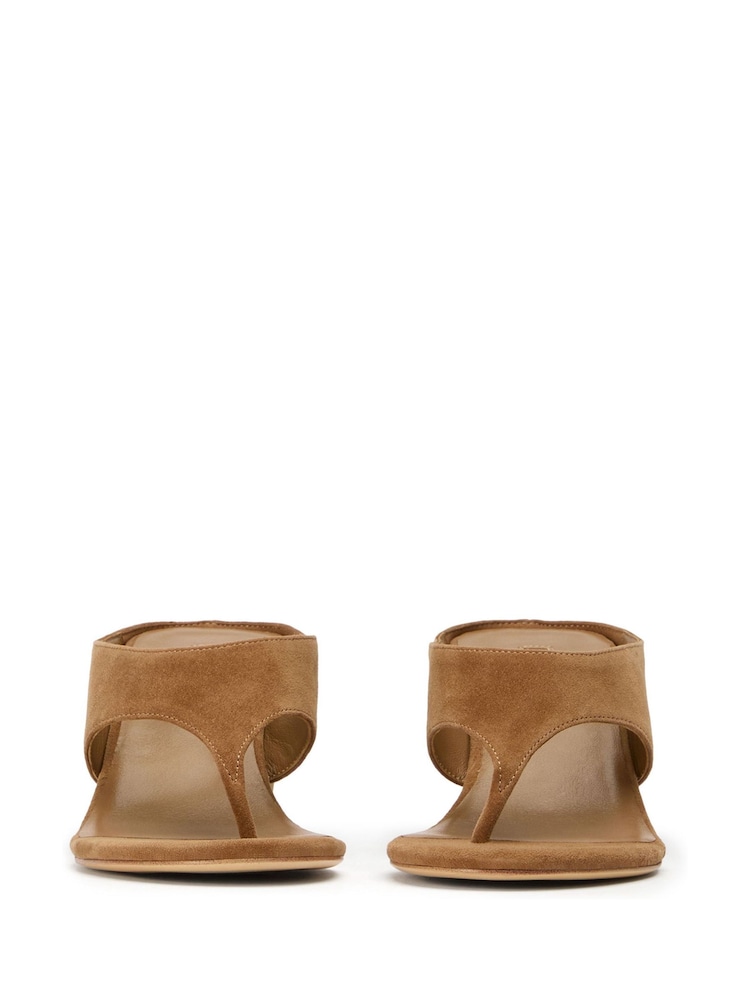 Tony Bianco Natural Swift Suede Toe Thong Wedge Heels - Image 2 of 4