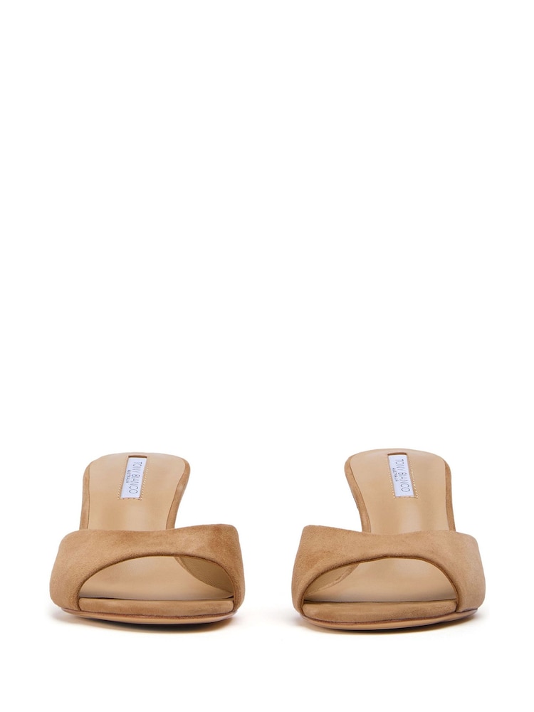 Tony Bianco Natural Rubi Wheat Suede Mule Heels - Image 2 of 4