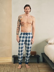 Blue/Grey Cuffed Jersey 100% Cotton Pyjama Bottoms 2 Pack - Image 3 of 12