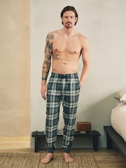 Blue/Grey Cuffed Jersey 100% Cotton Pyjama Bottoms 2 Pack - Image 5 of 12