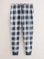 Blue/Grey Cuffed Jersey 100% Cotton Pyjama Bottoms 2 Pack - Image 9 of 12