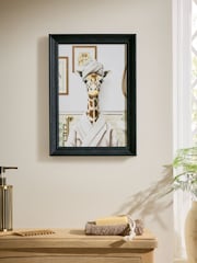 Neutral Giraffe in Bathroom Framed Wall Art - Image 1 of 5