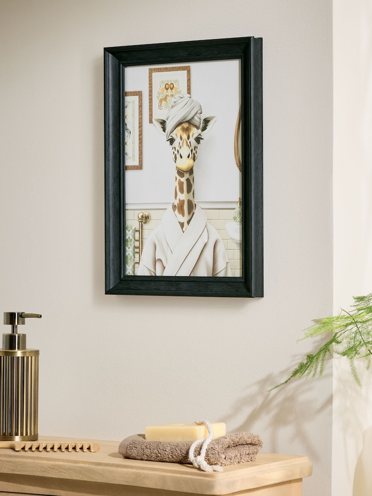 Neutral Giraffe in Bathroom Framed Wall Art - Image 2 of 5