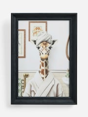 Neutral Giraffe in Bathroom Framed Wall Art - Image 3 of 5