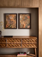 Set of 2 Maximalist Tiger and Floral Scene Wall Art - Εικόνα 1 του 7