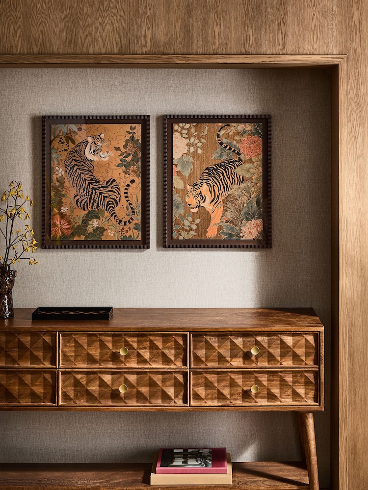 Set of 2 Maximalist Tiger and Floral Scene Wall Art - Εικόνα 1 του 7 Set of 2 Maximalist Tiger and Floral Scene Wall Art - Εικόνα 1 του 7