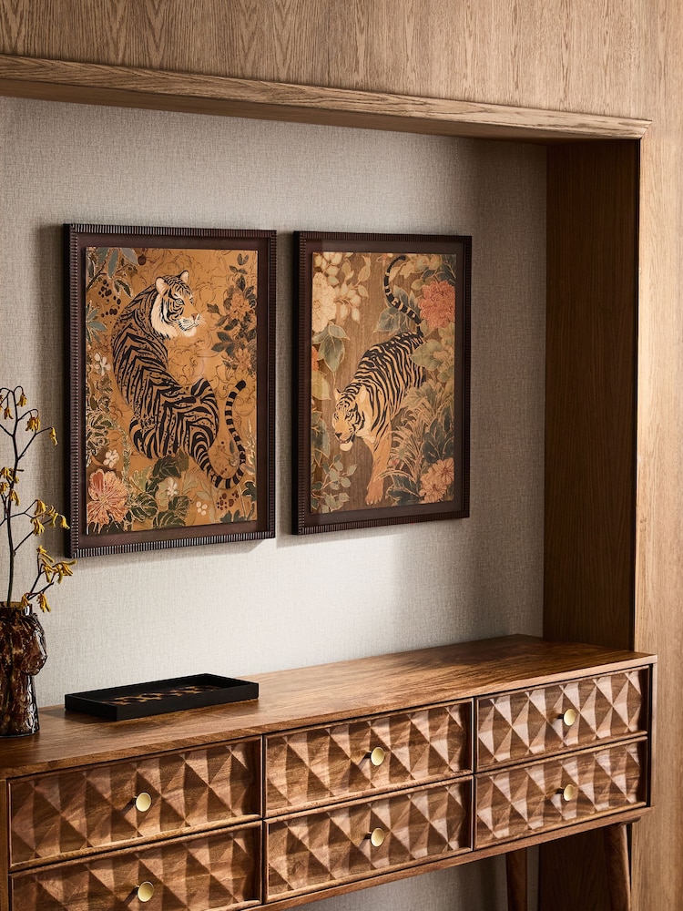 Set of 2 Maximalist Tiger and Floral Scene Wall Art - Εικόνα 2 του 7 Set of 2 Maximalist Tiger and Floral Scene Wall Art - Εικόνα 2 του 7