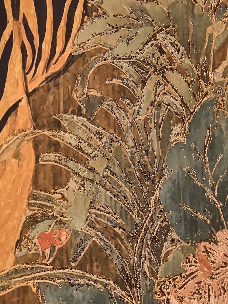 Set of 2 Maximalist Tiger and Floral Scene Wall Art - 圖片 5/5