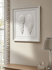 White 3D Feathered Angel Wing Wall Art - Image 2 of 6