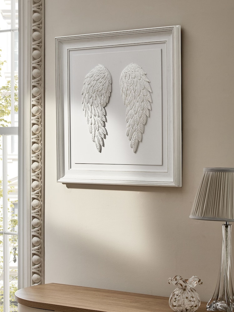 White 3D Feathered Angel Wing Wall Art - Image 2 of 6 White 3D Feathered Angel Wing Wall Art - Image 2 of 6