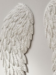 White 3D Feathered Angel Wing Wall Art - Image 4 of 6