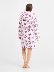 Urban Threads Urban Threads White/Purple Bow Fleece Dressing Gown - صورة 2 من 5
