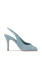 Tony Bianco Blue Peggy Denim Suede Stiletto Slingback Heels - Image 2 of 4