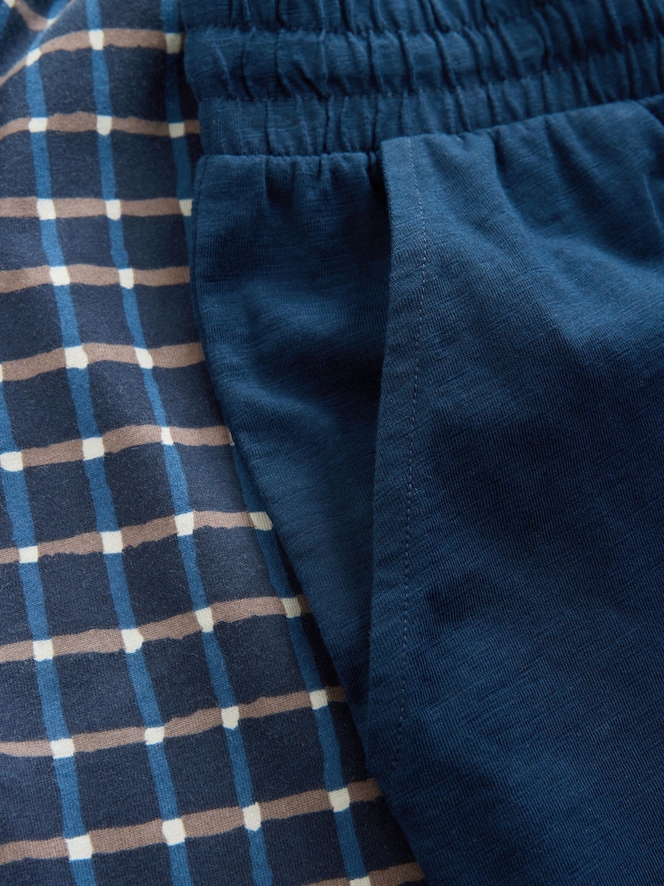 Blue Jersey Check Pyjamas Shorts 2 Pack - Image 10 of 10