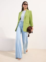 Friends Like These Dill Green Edge to Edge Tailored Sleeve Detail Blazer - Image 3 of 5