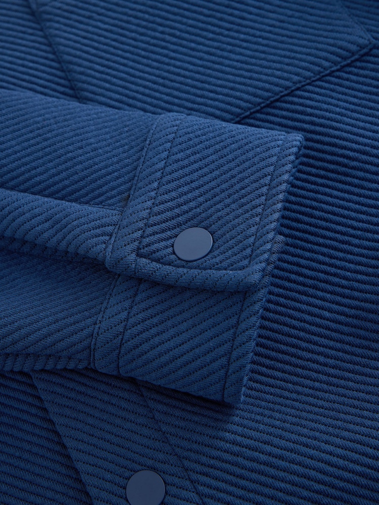 Blue Diagonal Texture Jersey Shacket - Image 11 of 11