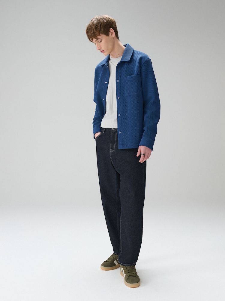 Blue Diagonal Texture Jersey Shacket - Image 2 of 11