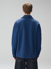 Blue Diagonal Texture Jersey Shacket - Image 4 of 11