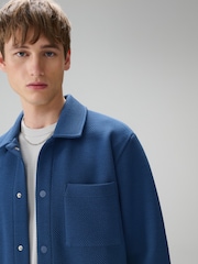 Blue Diagonal Texture Jersey Shacket - Image 5 of 11