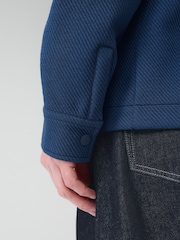 Blue Diagonal Texture Jersey Shacket - Image 6 of 11