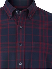 Savile Row Company Red Classic Fit Brushed Cotton Button-Down Check Casual Shirt - Image 4 of 5