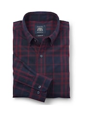 Savile Row Company Red Classic Fit Brushed Cotton Button-Down Check Casual Shirt - Image 5 of 5
