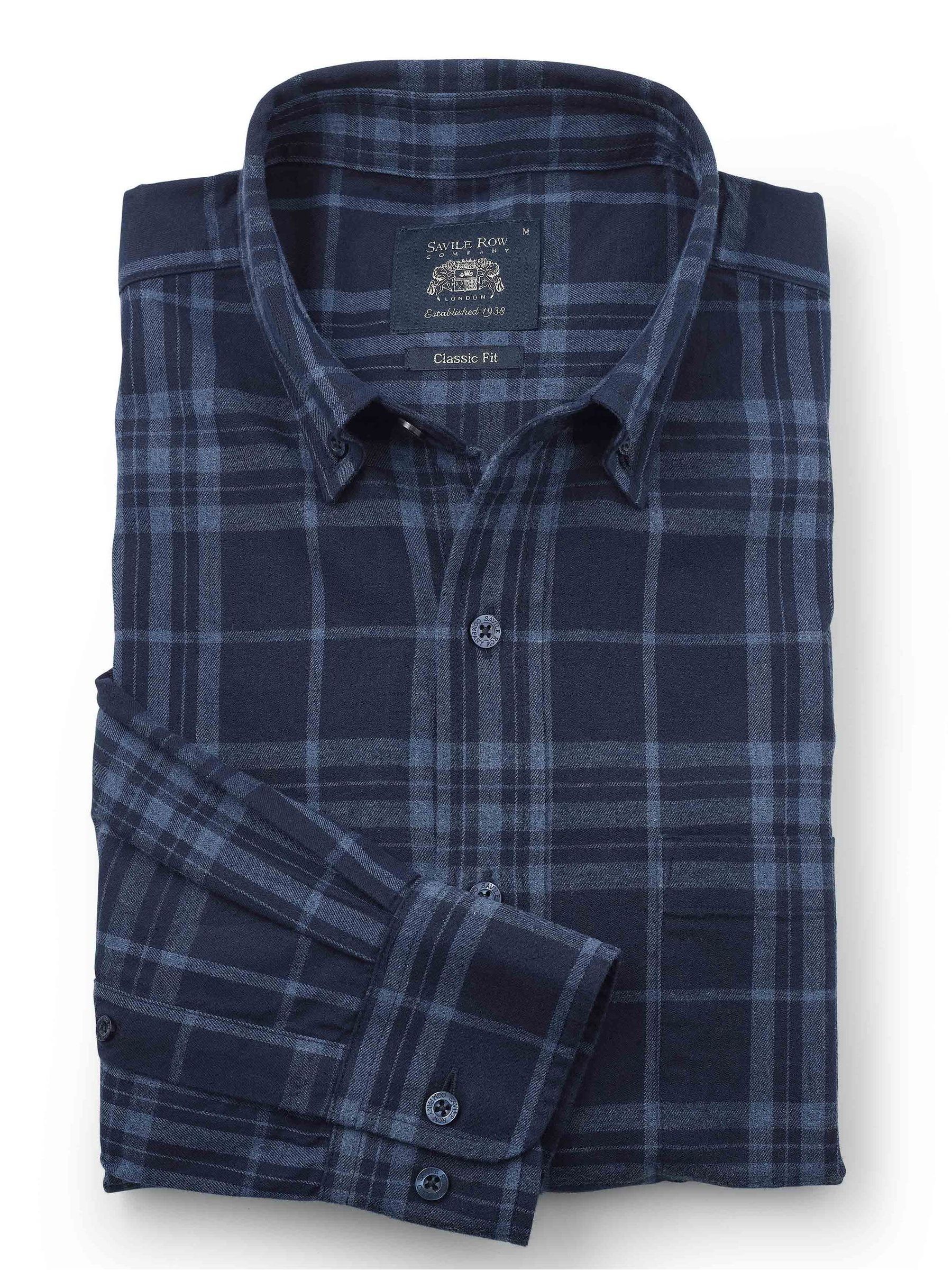 Buy Savile Row Company Blue Classic Fit Brushed Cotton Button-Down