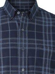 Savile Row Company Blue Classic Fit Brushed Cotton Button-Down Check Casual Shirt - صورة 5 من 5