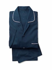 The Savile Row Company Blue Cotton Pyjamas With Piping - Image 3 of 3