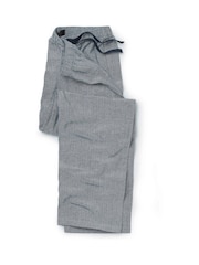 Navy Brushed Cotton Blue Twill Herringbone Pyjama Bottoms - Image 3 of 4
