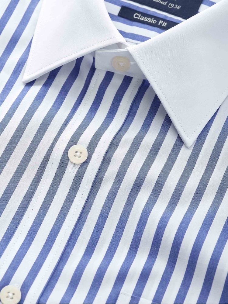 Savile Row Company Classic Fit Blue White Striped Cotton Winchester Double Cuff Formal Shirt - Image 3 of 3 Savile Row Company Classic Fit Blue White Striped Cotton Winchester Double Cuff Formal Shirt - Image 3 of 3