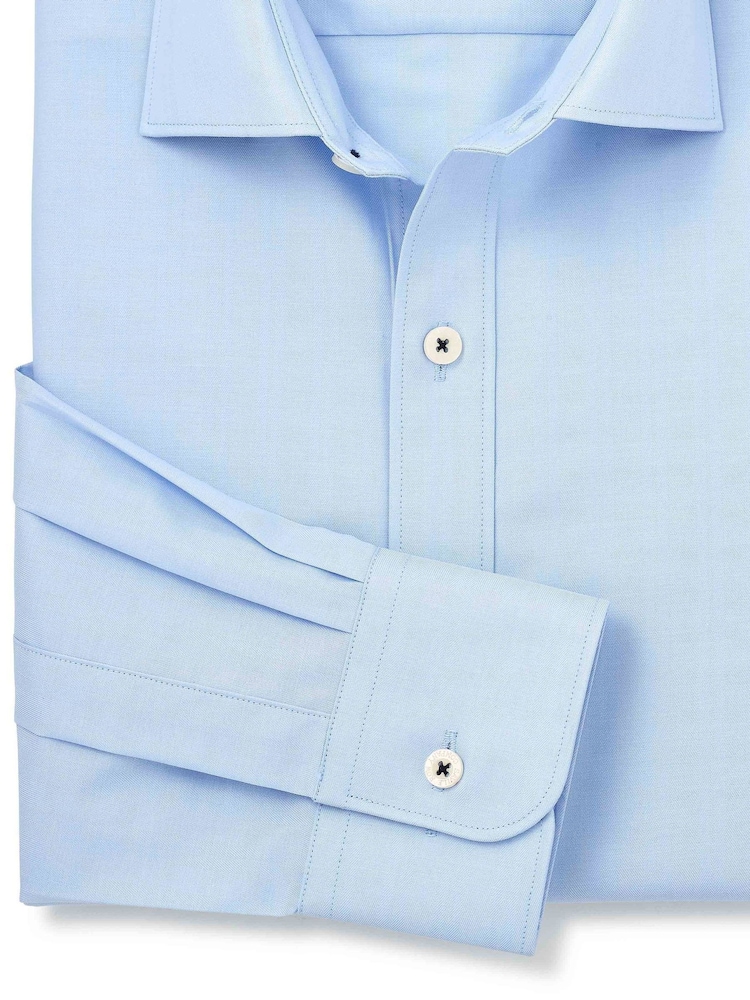 dress shirt men's cotton savile row company slim Mens Savile Row Company Sky Blue Slim Fit Herringbone Cotton Single Cuff Formal Shirt US 14.5 R