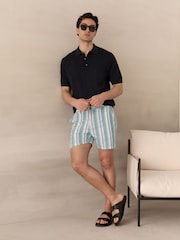 Mint Green Cotton Stripe Chino Shorts - Image 2 of 10