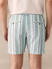 Mint Green Cotton Stripe Chino Shorts - Image 3 of 10