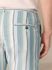 Mint Green Cotton Stripe Chino Shorts - Image 5 of 10