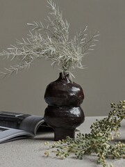 Abigail Ahern Dark Brown Black Acroma Ceramic Rustic Vase - Image 1 of 4