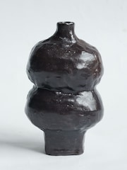 Abigail Ahern Dark Brown Black Acroma Ceramic Rustic Vase - Image 4 of 4