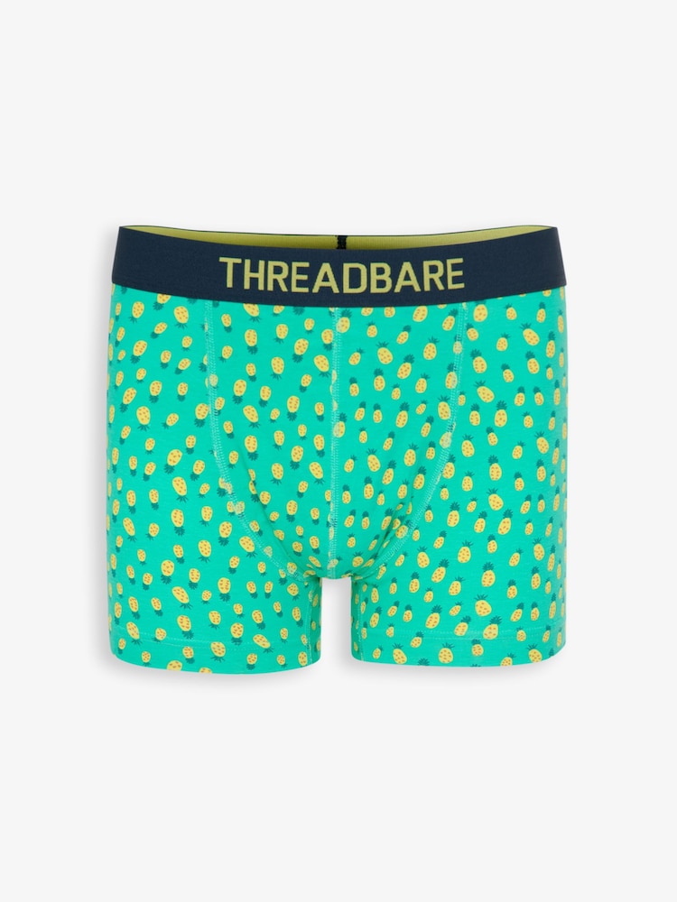 Threadbare Blue Fruit Print Hipster Fit Boxer Shorts (5 Pack) - Image 2 of 7 Threadbare Blue Fruit Print Hipster Fit Boxer Shorts (5 Pack) - Image 2 of 7